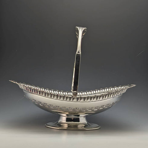 1902 British antique silver plate large basket Walker and Hall